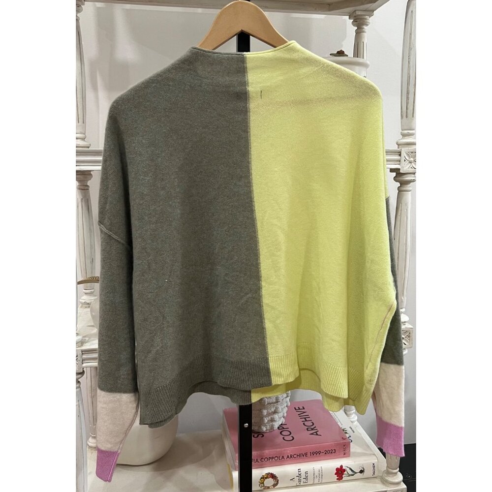 Anthropologie Pilcro The Alani Cashmere Mock-Neck Sweater Size Large Colorblock - Picture 5 of 5